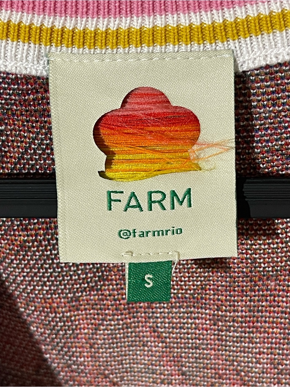 FARM Rio Multi-Color Floral Knit Cardigan with Striped Trim - Picture 3 of 6